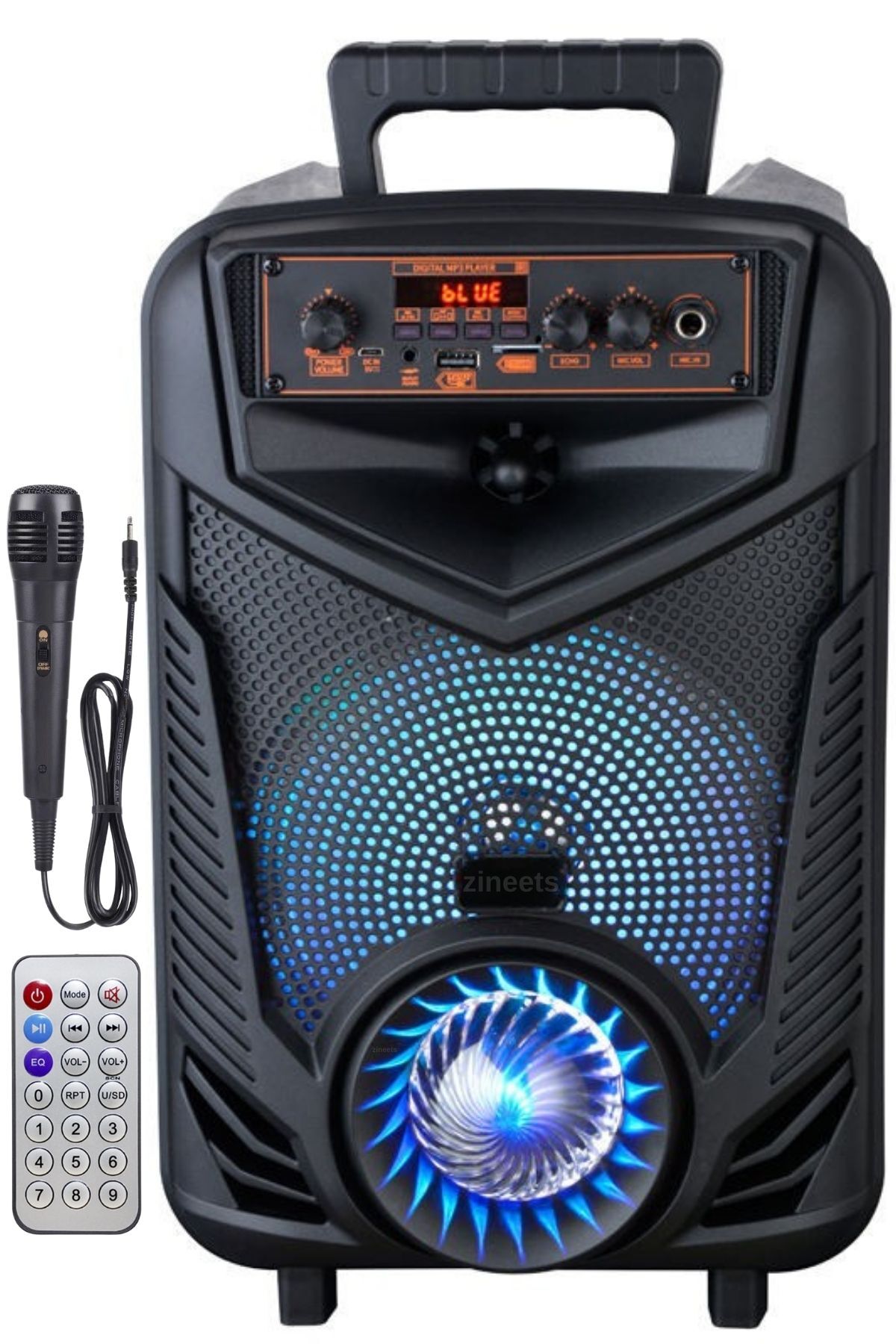 Zineets Işıklı Büyük Boy Party Box Bluetooth Hoparlör Taşınabilir Şarjlı Ses Sistemi Radyolu Karaoke BASS+ - Fiyatı, ı