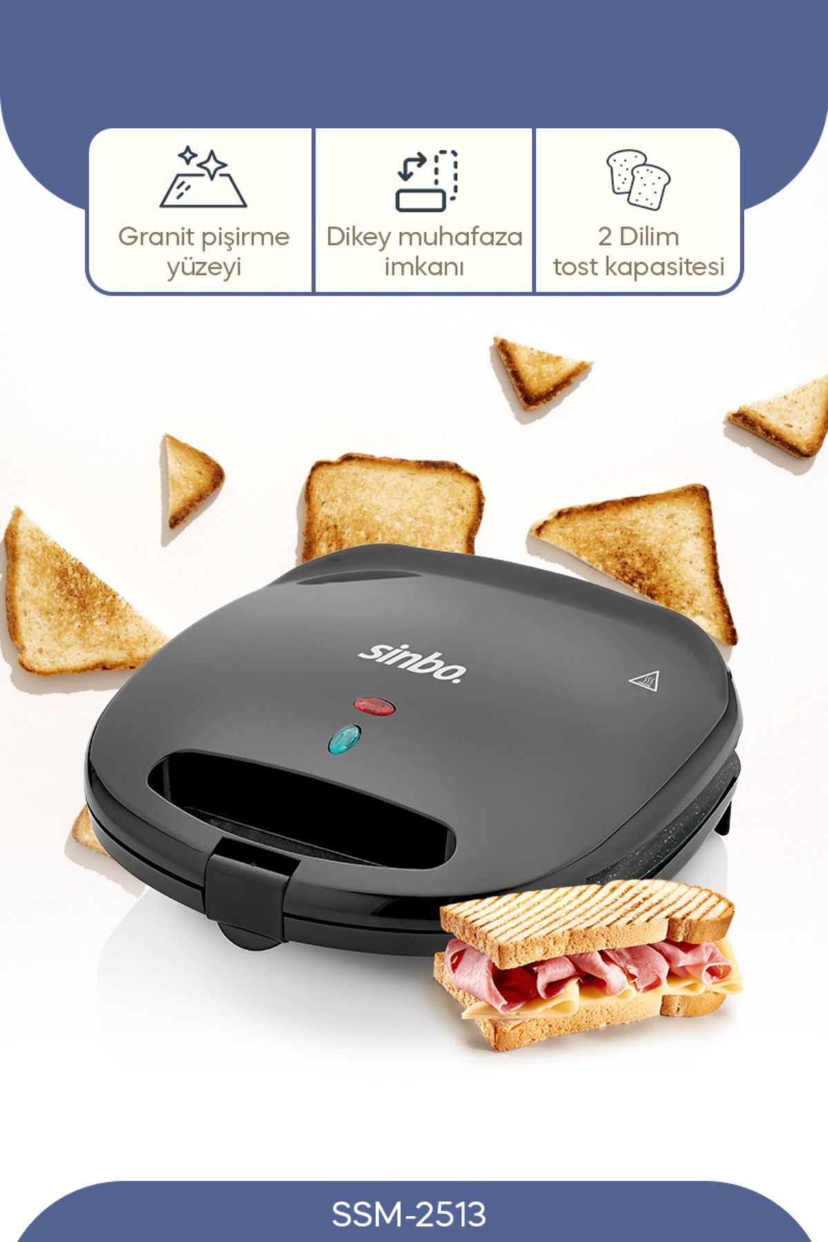 Sinbo 2513 Tost Makinesi Mini Granit Fiyatı, ı