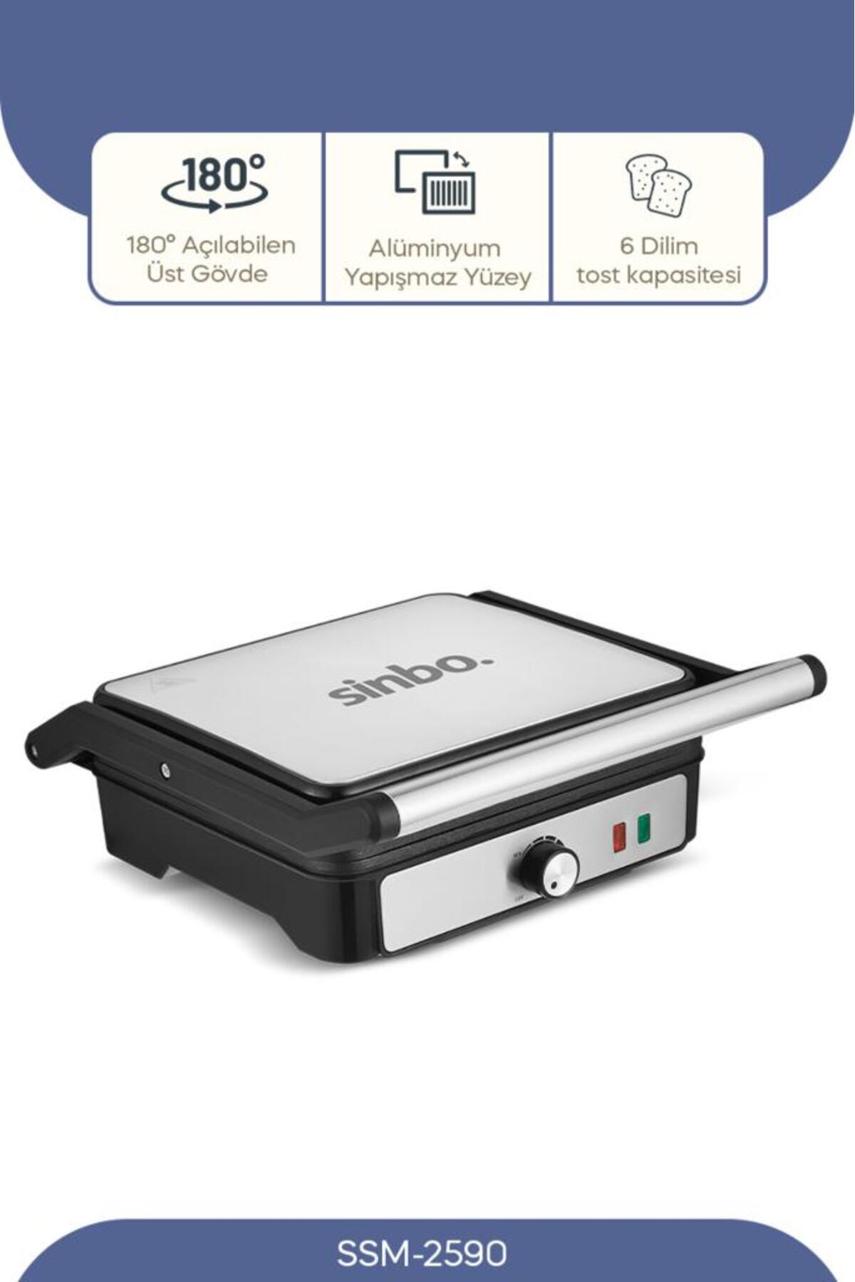 Sinbo SSM-2590 Inox Izgara ve Tost Makinesi 2000W - Fiyatı, ı